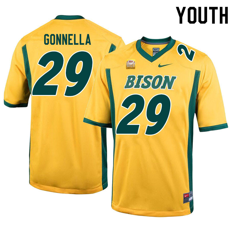 Youth #29 Dominic Gonnella North Dakota State Bison College Football Jerseys Sale-Yellow - Click Image to Close